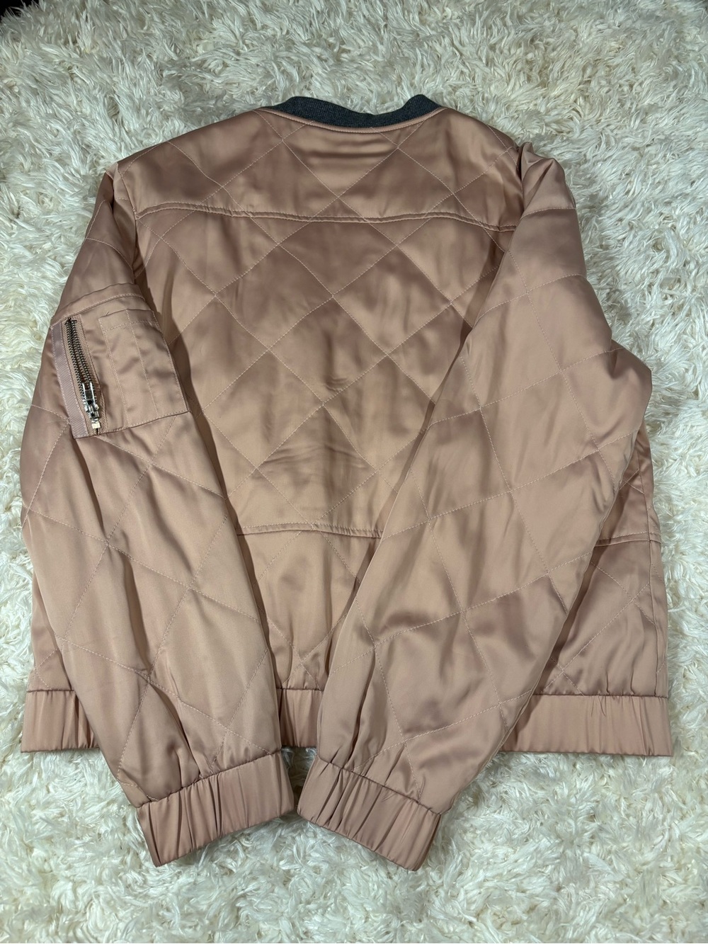 Greylin Blush Pink Quilted Bomber Jacket - Picture 6 of 6